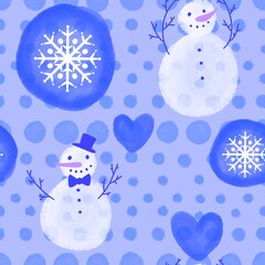 Winter seamless snowman pattern for fabrics and textiles and packaging