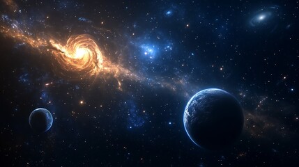 universe galaxy with planet