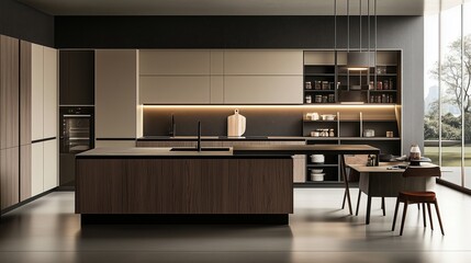 Modern kitchen. The room has a modern and minimalist design.