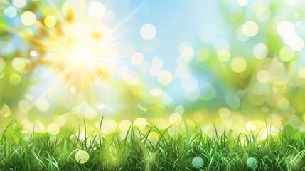 Obraz premium Sunny Day with Grass and Bokeh