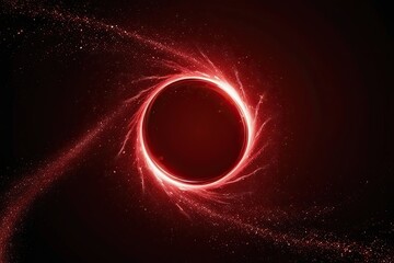 Mesmerizing Red Void with Vibrant Particle Light Swirl Effect on Black Background
