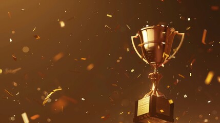 Golden Trophy with Confetti