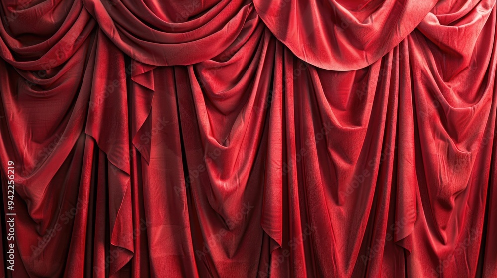 Poster A close-up view of a red curtain featuring a clock