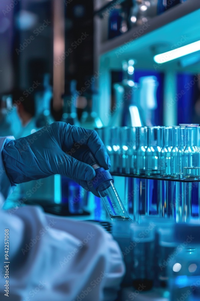 Poster a professional scientist in a white lab coat holds a pipe, possibly for smoking or collecting sample