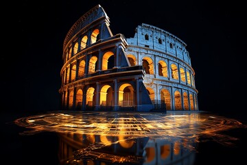 Landmark locations across different time periods featured in a digital artwork that contrasts ancient and modern architectural styles