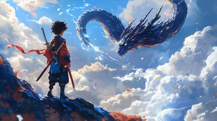 anime boy with dragon