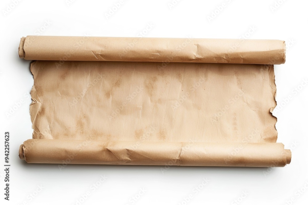 Poster a single rolled up paper on a white surface