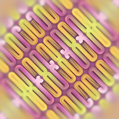 Digital illustration with a symmetrical pattern of stylized abstract shapes. 3d rendering