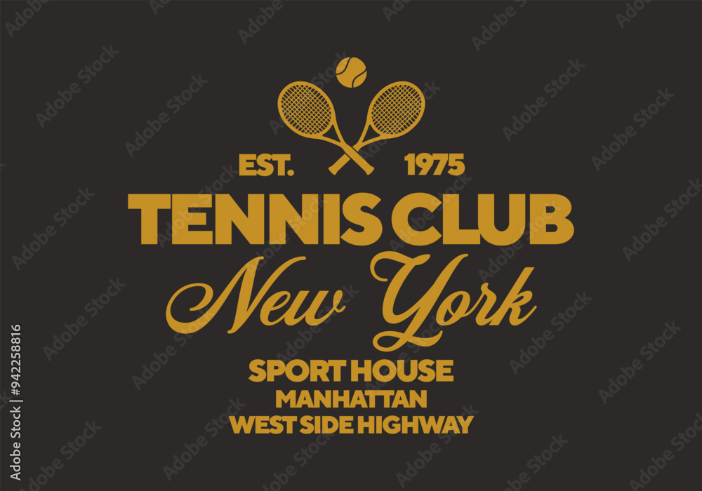 Wall mural new york tennis tour logo. vintage print for t-shirt. trendy hipster design. vector illustration