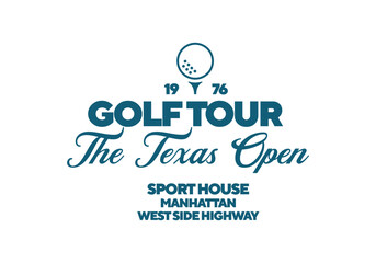 The Texas Open golf tour logo. Vintage print for t-shirt. Trendy Hipster design. Vector illustration