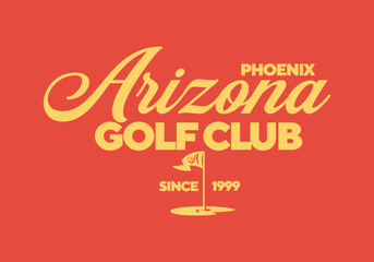 Arizona golf club logo. Vintage print for t-shirt. Trendy Hipster design. Vector illustration