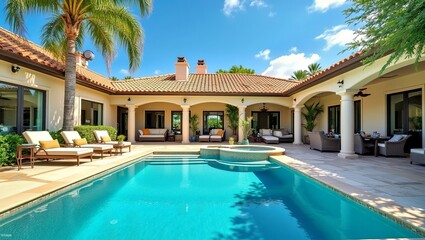 Fototapeta premium Traumsommerhaus mit Pool