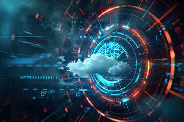 Obraz premium A computer generated image of a cloud with a bright orange center.