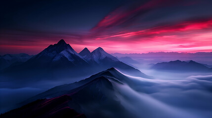 Fototapeta premium Mystical Mountain Peaks at Twilight