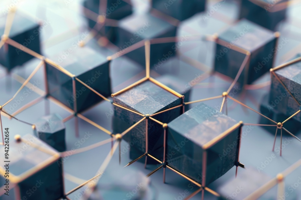 Poster A close-up view of multiple small cubes arranged on a flat surface, ideal for use in illustrations or design projects