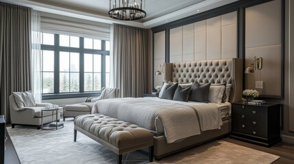 Bedroom Interior design in the transitional style.