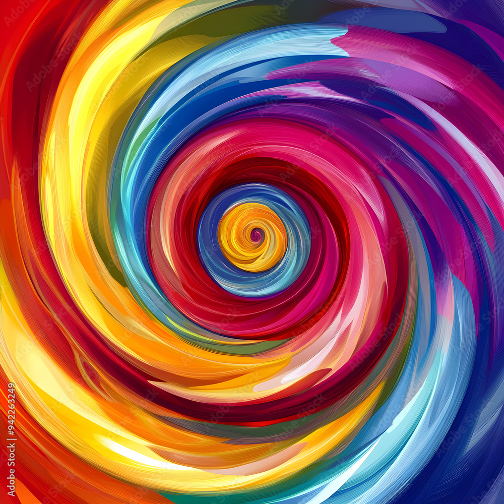 Poster round colorful spiral pattern with swirling effects in the image