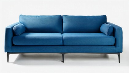 Fototapeta premium Blue Sofa Isolated on white. Generated image