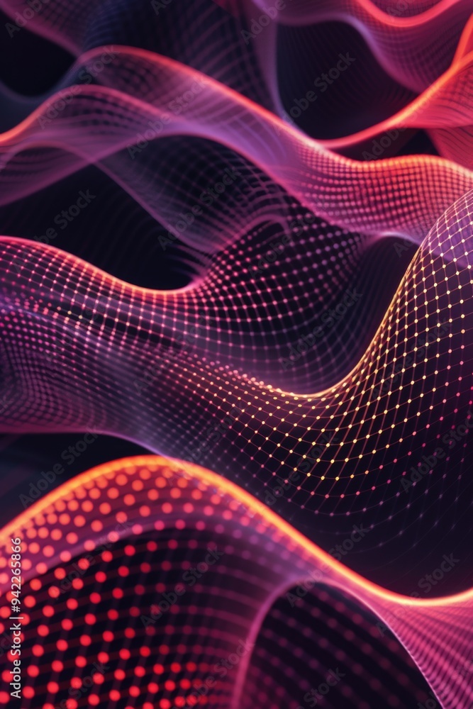 Poster a close-up view of a wave of colorful lights