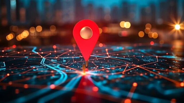 Exploring urban navigation and mapping technology at sunset in a bustling city atmosphere