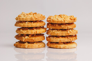 Crispy cookies on a light background. Food photography