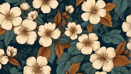 Fototapeta premium Wallpaper, pattern beautiful roses vintage styles