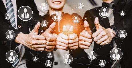 Human Resources Recruitment and People Networking Concept. Modern graphic interface showing...