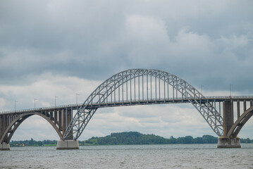 Naklejka premium View towards the bridge to island of Mon in Denmark