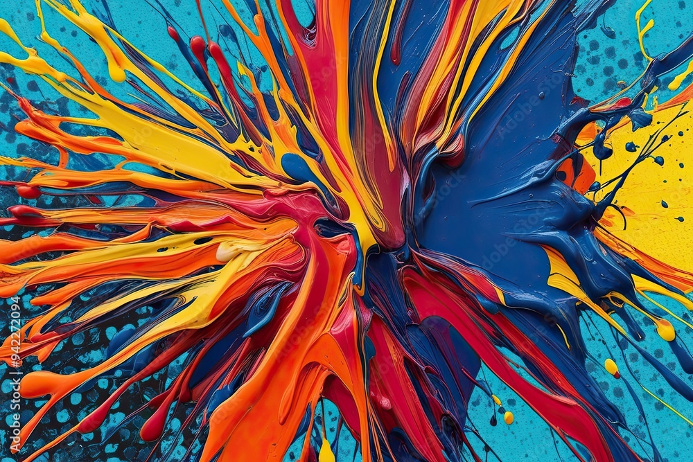 Poster vibrant expressive pop art background with colorful abstract smears and dynamic textures