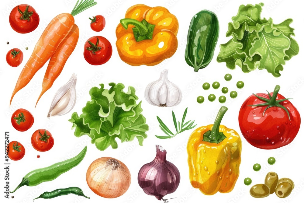 Poster a group of fresh vegetables arranged together on a surface