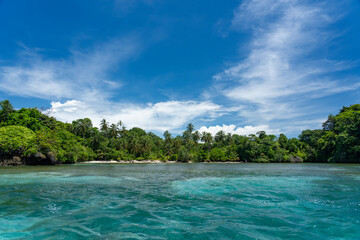 Stunning Tropical Island in Bocas del Toro, Panama with Crystal Clear Caribbean Waters, Lush Green Forest, and Vibrant Coastal Scenery, A Paradise for Nature Lovers and Eco-Tourism Enthusiasts