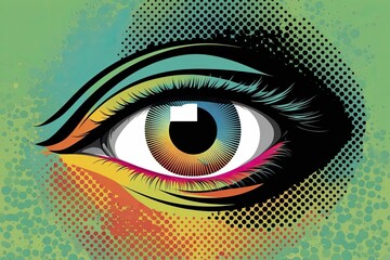 Bold Surreal Eye Art Piece in Eclectic Halftone Design