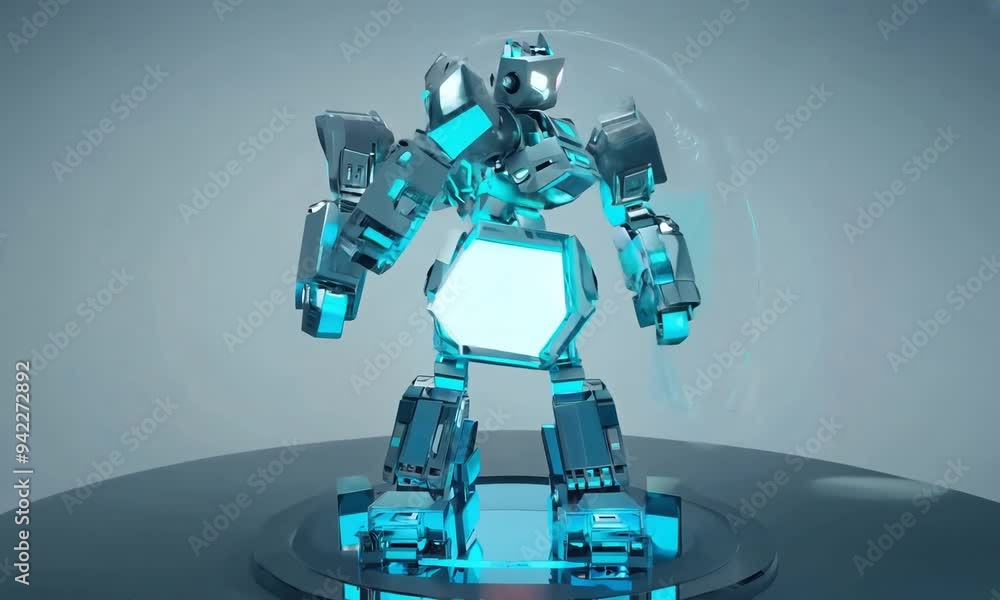 Poster stunning futuristic robot design showcases advanced technology and intricate details in a creative v