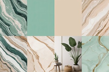 Fresh Mint Beige Marble Seamless Art for Dynamic Styles and Home Enhancements