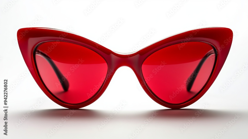 Wall mural Red cat eye sunglasses isolated on white background