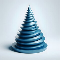 3D Blue Christmas Tree - Modern Design on White Background