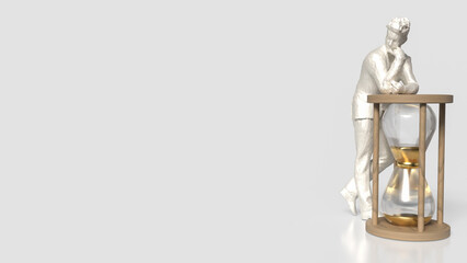 The man and sand clock for Business concept 3d rendering.