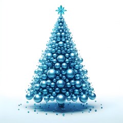 3D Blue Christmas Tree - Modern Design on White Background