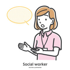 会話するソーシャルワーカーの女性スタッフ