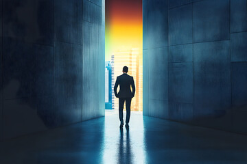 Obraz premium Businessman walking towards his ambition