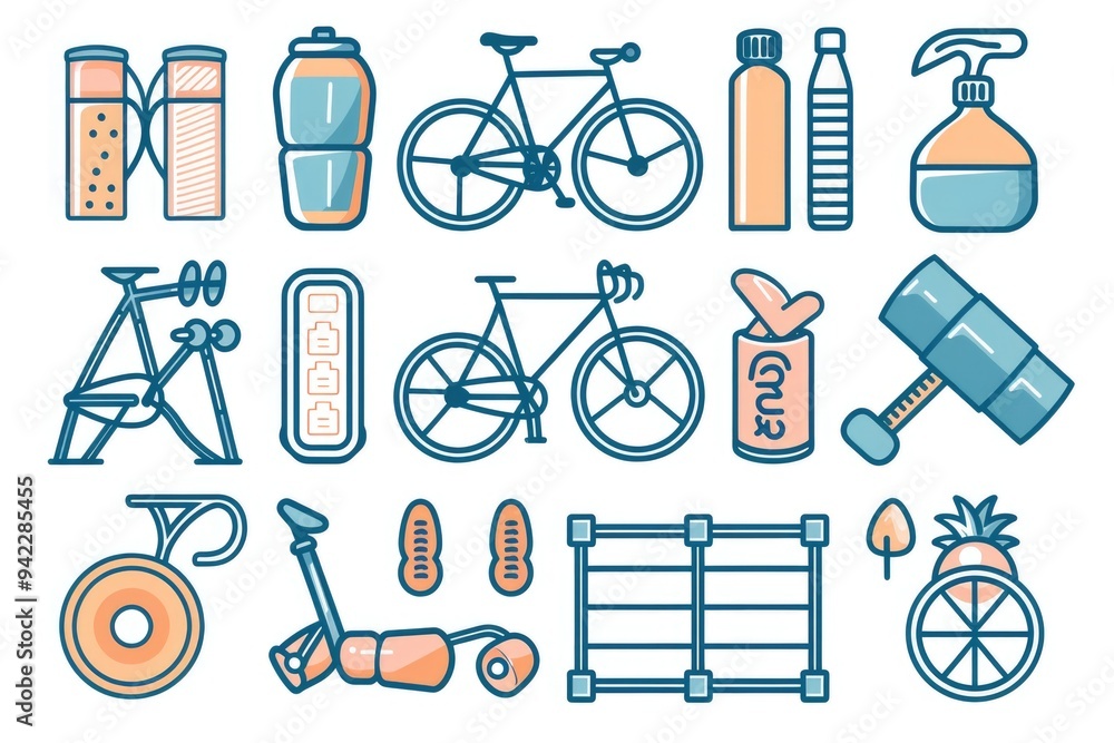 Poster a collection of diverse items on a clean white surface, ideal for illustrating concepts and ideas