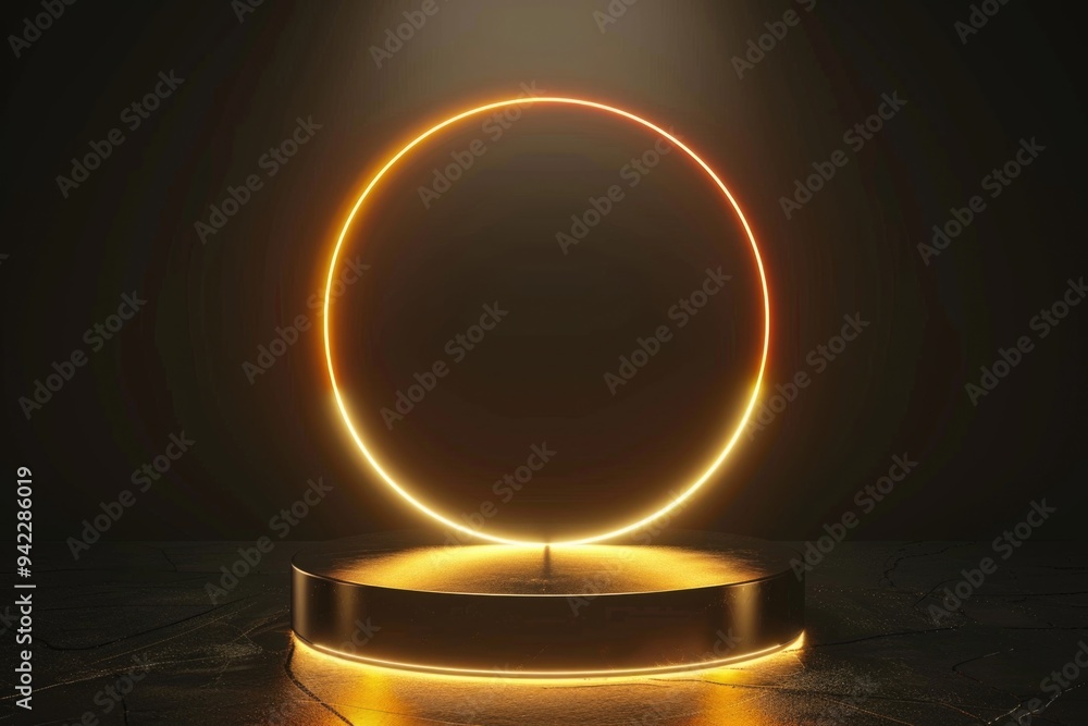 Poster a circular light illuminates a dark environment