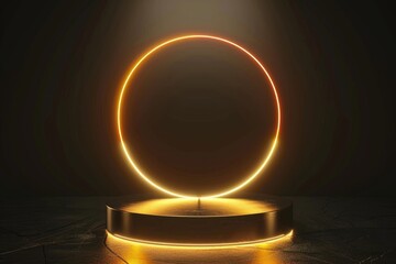 A circular light illuminates a dark environment