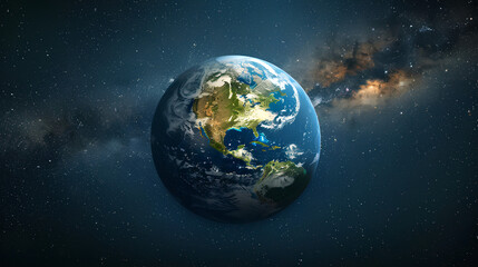 Fototapeta premium Earth from Space with Milky Way Background