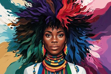 Abstract Portrait of Black Identity and Legacy Promoting Cultural Awareness