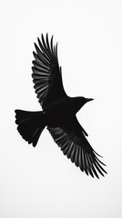 Fototapeta premium A striking silhouette of a bird in mid-flight, showcasing its elegant wings against a minimalist background.