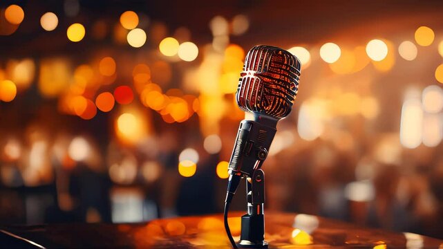 Retro microphone on a blur background