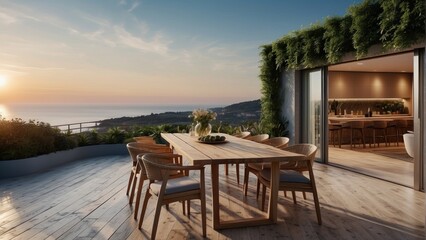 Fototapeta premium Modern terrace with sea view