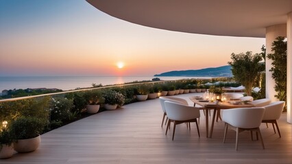 Fototapeta premium Modern terrace with sea view
