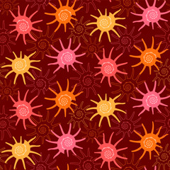 Seamless pattern with bright colorful Seashells in modern flat style. Trendy pattern for fabric, textile, wrapping paper, wallpaper, stickers, notebook cover. Vector illustration